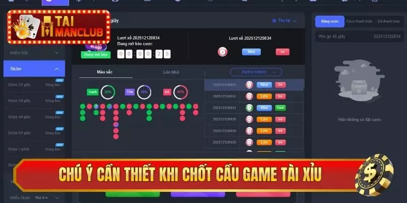 Chú ý cần thiết khi chốt cầu game Tài Xỉu