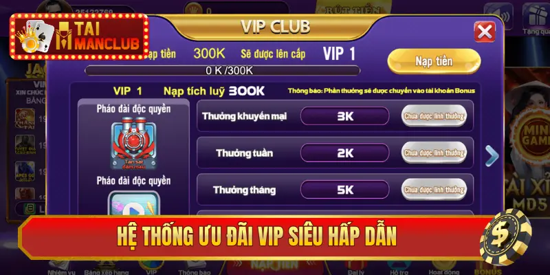 Hệ thống ưu đãi VIP siêu hấp dẫn