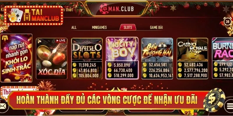 Hoàn thành đầy đủ các vòng cược để nhận ưu đãi nạp đầu