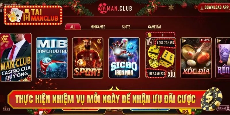 Thực hiện nhiệm vụ mỗi ngày để nhận ưu đãi đặt cược